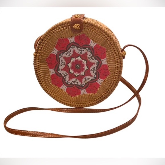 Antik Kraft Handbags - Rattan Wicker Boho Cloth Lined Bag Purse Cross body Leather Strap Antik Kraft